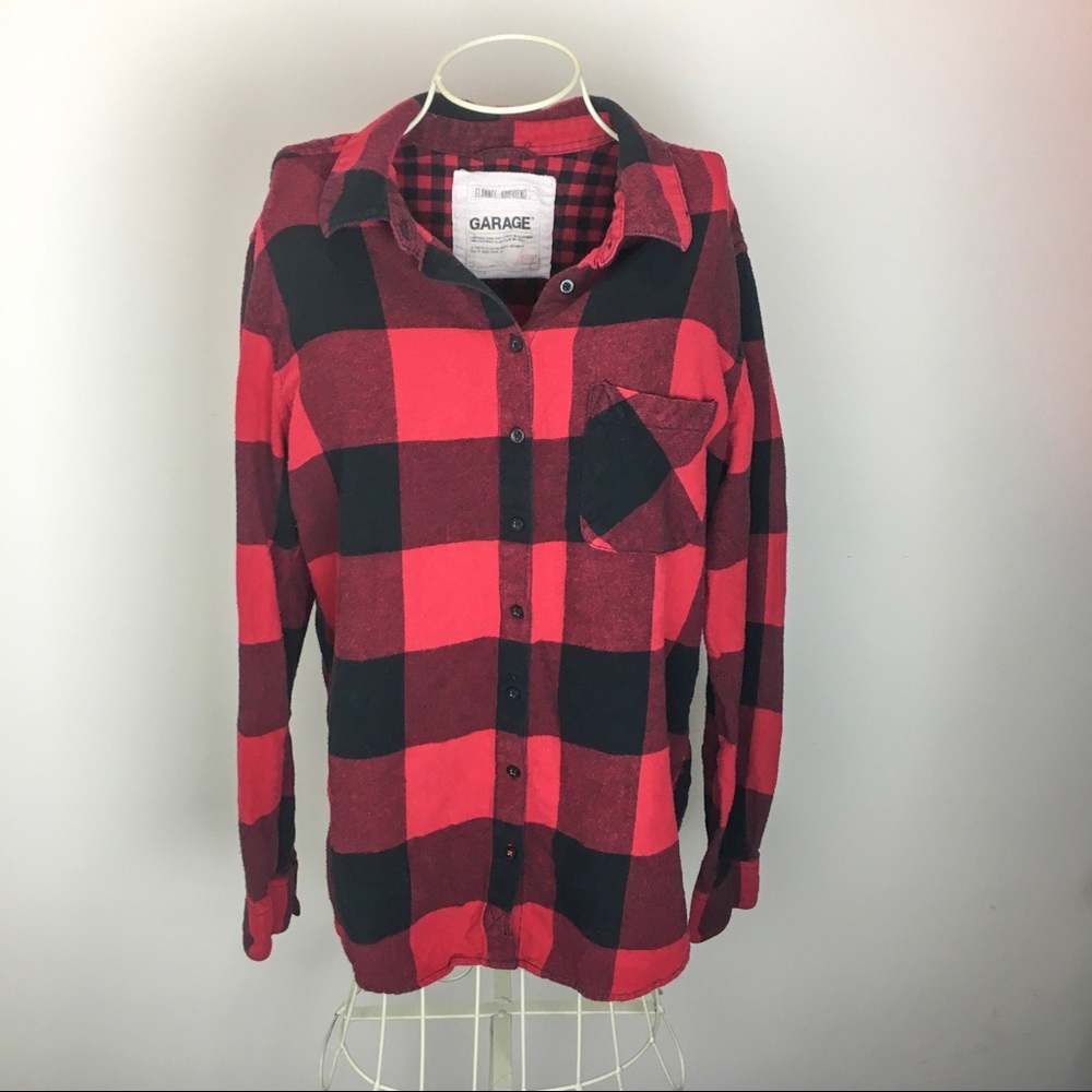 5/$20 Garage Boyfriend Plaid Button Down Flannel